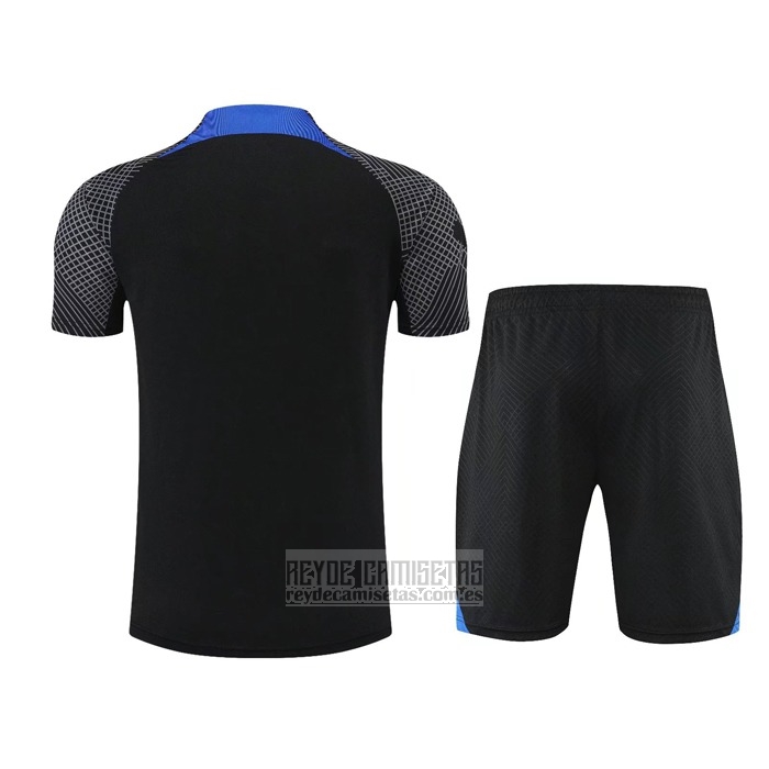Chandal del Paris Saint-Germain Manga Corta 2022-2023 Negro y Azul - Pantalon Corto